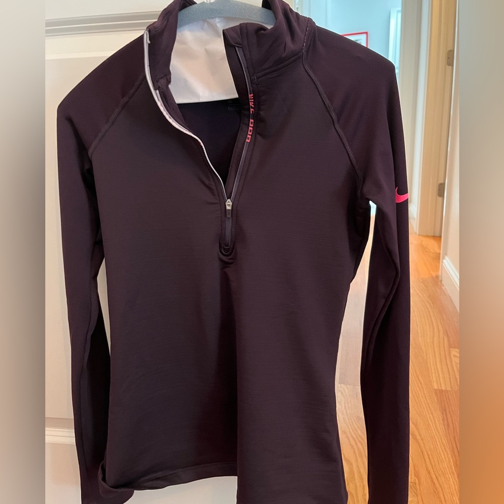 Purple Nike Pro Hyper Warm running half-zip (S)